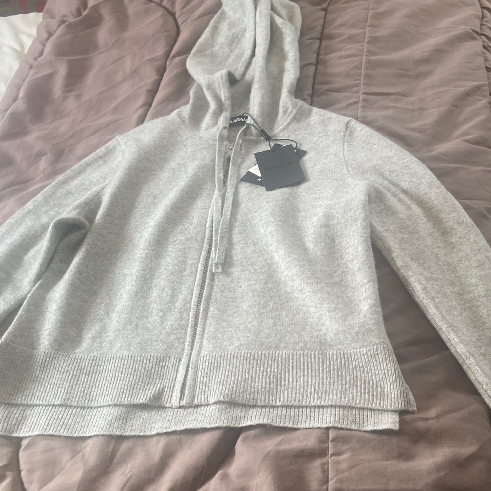 NAADAM Light Gray cashmere Zip-Up Hoodie size small.NWT